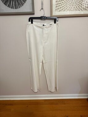 Divided H&M, white linen blend pants
